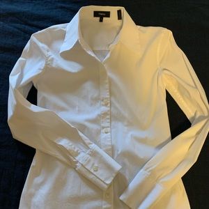 Theory white button down blouse size P